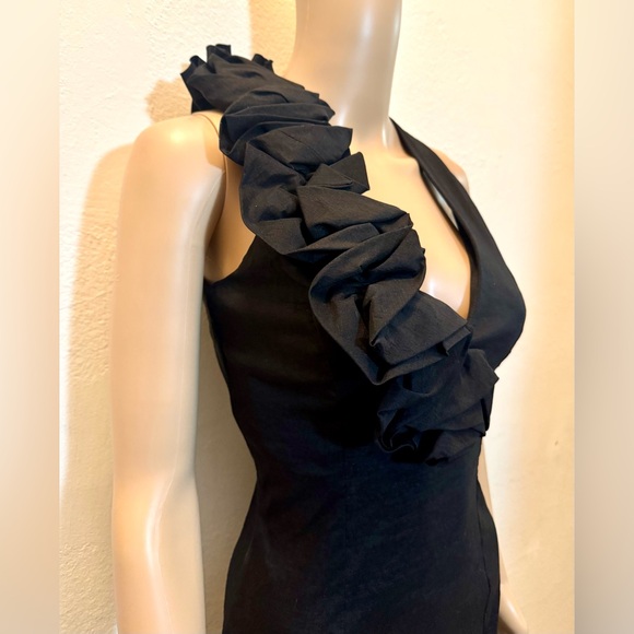Jessica McClintock Sleeveless Black Ruffle Mini Dress - Size 4 - Picture 7 of 11